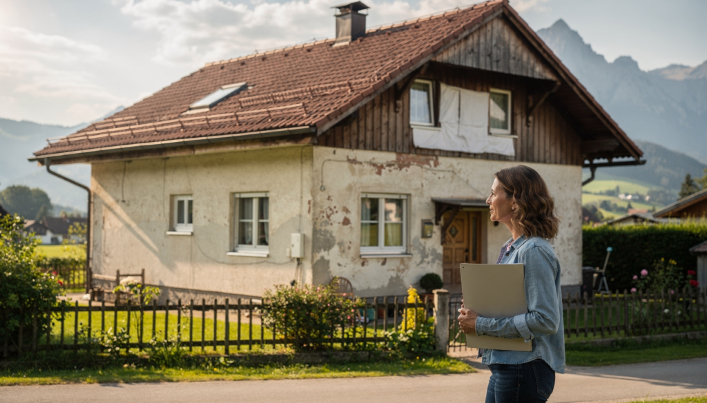 Altbau kaufen und sanieren: Käuferin prüft Unterlagen vor dem Notartermin