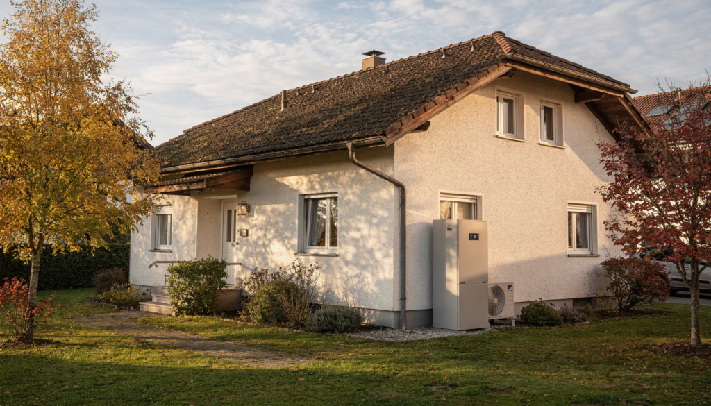 Heizungstausch mit Wärmepumpe an einem Einfamilienhaus im Allgäu