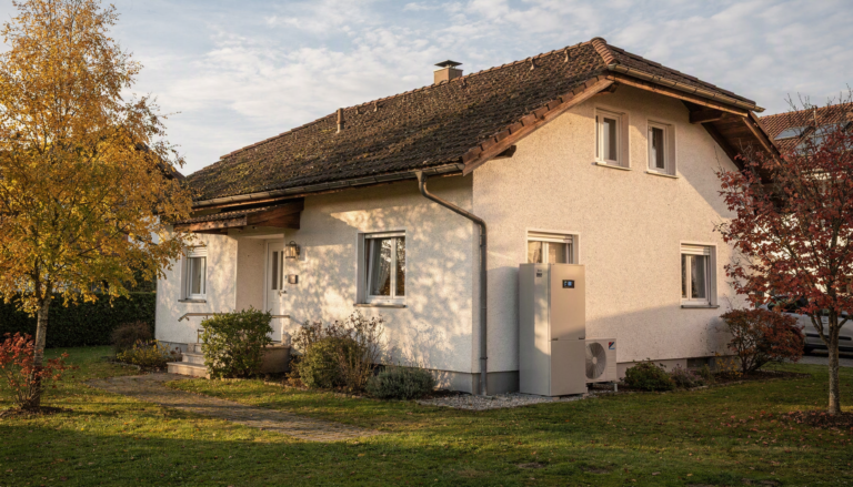 Heizungstausch mit Wärmepumpe an einem Einfamilienhaus im Allgäu